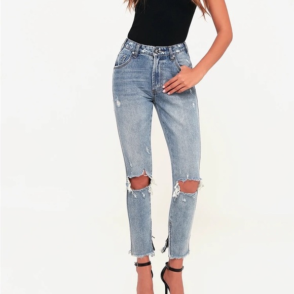 One tea Spoon High Waist Freebird Light Wash Distressed Skinny Jeans size 24 - Picture 1 of 10